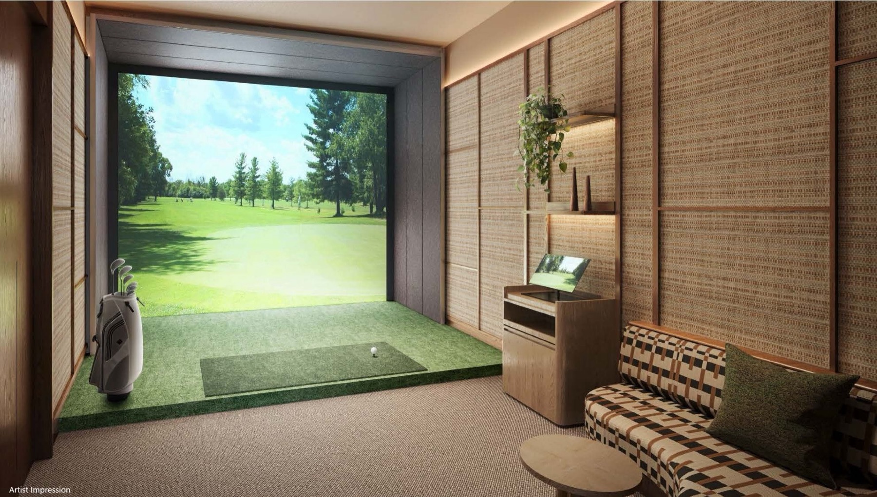 Golf simulator room