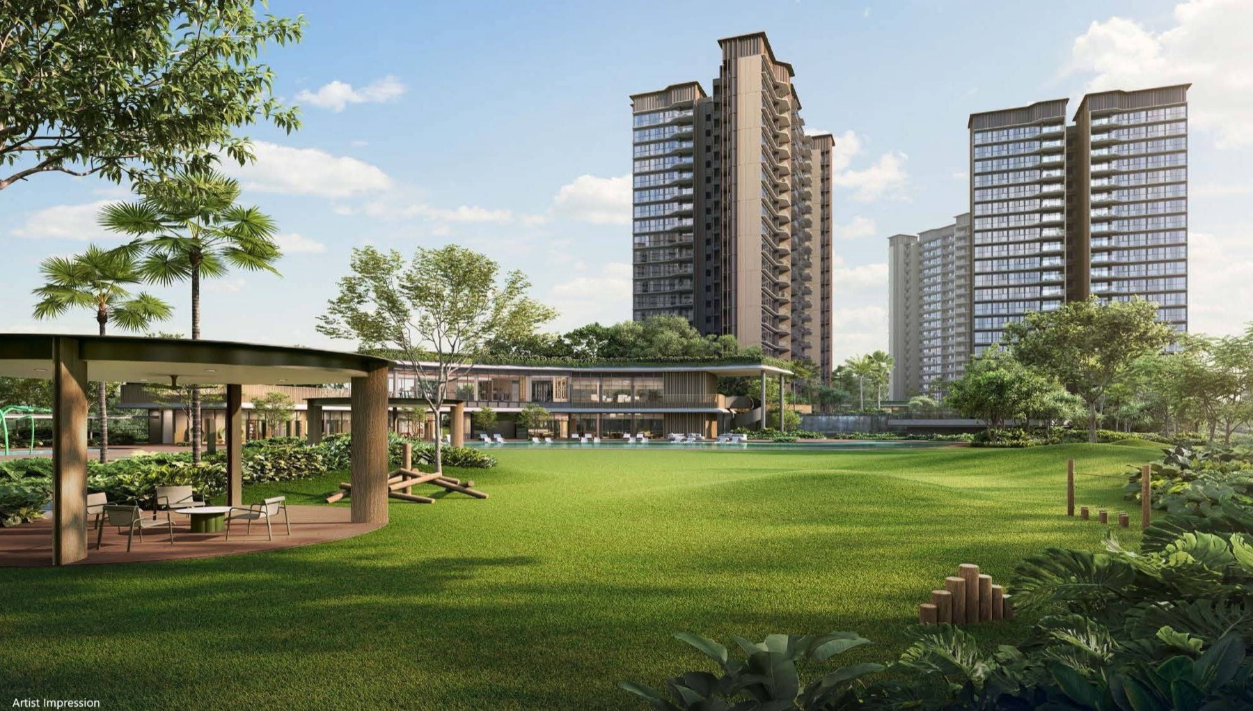 The Grand Lawn and towers at Thomson Reserve